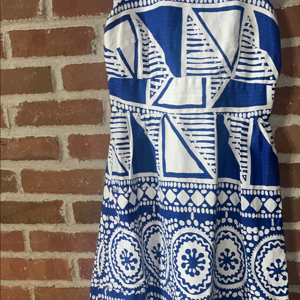 Vintage Created for Liberty House by Malia Blue and White Geometric Maxi Dress - Picture 6 of 8